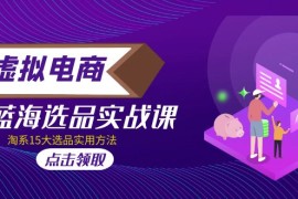虚拟电商蓝海选品实战课，淘系15大选品实用方法