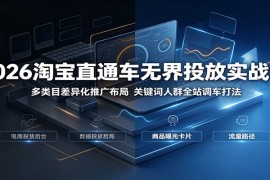 2026淘宝直通车无界投放实战课：多类目差异化推广布局，关键词人群全站调车打法