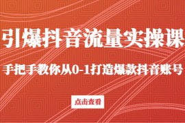 引爆抖音流量实操课，手把手教你从0-1打造爆款抖音账号（27节课）