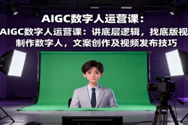 AIGC数字人运营课：讲底层逻辑，找底版视频、制作数字人，文案创作及视频发布技巧