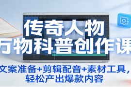 传奇人物万物科普创作课：文案准备+剪辑配音+素材工具，轻松产出爆款内容