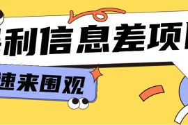 利用信息差操作暴利项目，零成本零门槛轻松收入10000+【视频教程+全套软件】