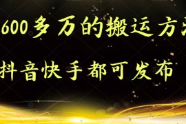 实测跑600多万的搬运方法，抖音快手都可发布，附软件 