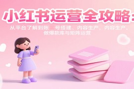 小红书运营全攻略：从平台了解到账号搭建、内容生产，做爆款库与矩阵运营