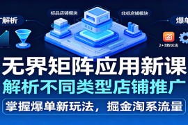 无界矩阵应用新课，解析不同类型店铺推广，掌握爆单新玩法，掘金淘系流量