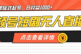 视频号短剧无人直播，螺旋起号，单号日收益1000+