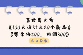 公众号付费文章：《300元设计出20个新品》+《客单价500，利润300》