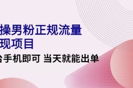 实操男粉正规流量变现项目，一台手机即可 当天就能出单 