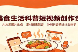 美食生活科普短视频创作课：AI文案图片生成，素材搜集配音，冲刺抖音精选计划教学