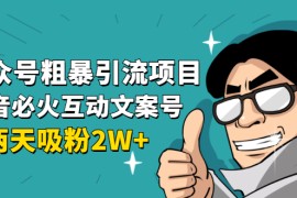 公众号粗暴引流项目：抖音必火互动文案号，两天吸粉2W+（可持续操作）