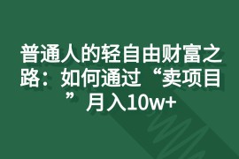 普通人的轻自由财富之路：如何通过“卖项目”月入10w+