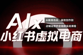 单号月收3w+，小红书低成本搞钱课《AI×小红书虚拟电商》全套