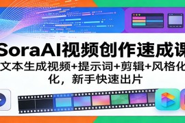 SoraAI视频创作速成课：文本生成视频+提示词+剪辑+风格化，新手快速出片