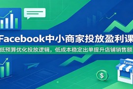 Facebook中小商家投放盈利课：低预算优化投放逻辑，低成本稳定出单提升店铺销售额