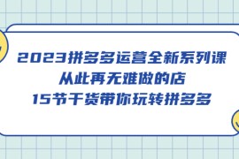 拼多多运营全新系列课，从此再无难做的店，15节干货带你玩转拼多多