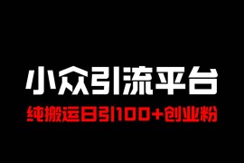冷门引流平台，纯搬运日引100+高质量年轻创业粉！