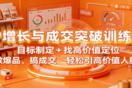 IP增长与成交突破训练营：目标制定+找高价值定位，做爆品、搞成交，轻松引高价值人脉