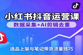 小红书抖音运营课：数据采集+AI剪辑去重，选品上架与笔记带货流量技巧