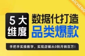 5大维度，数据化打造电商品类爆款特训营，一套高效运营爆款方法论