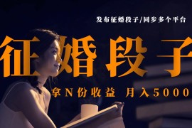 发布征婚段子，同步多个平台，拿N份收益，月入5000+