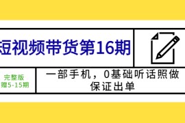 短视频带货第16期：一部手机，0基础听话照做，保证出单 (完整版) 