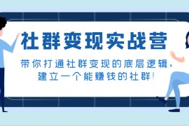 社群变现实战营，带你打通社群变现的底层逻辑，建立一个能赚钱的社群！