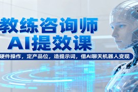 教练咨询师AI提效课：懂硬件操作，定产品位，造提示词，借AI聊天机器人变现