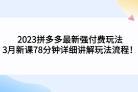 拼多多最新强付费玩法，3月新课78分钟详细讲解玩法流程
