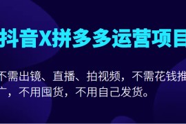 抖音X拼多多运营项目，不需出镜、直播、拍视频，不需花钱推广，不用囤货不用自己发货 