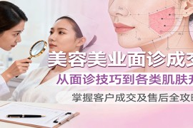 美容美业面诊成交课，从面诊技巧到各类肌肤升单，掌握客户成交及售后全攻略