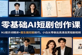 零基础AI短剧创作课：MJ提示词精讲+图生图控图技巧，从零做出高清连贯短剧视频