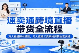 速卖通跨境直播带货全流程：真人直播脚本搭建，无人直播工具素材剪辑全套实操
