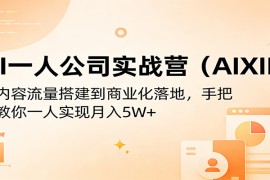 AI一人公司实战营（AIXIP）：从内容流量搭建到商业化落地，手把手教你一人实现月入5W+