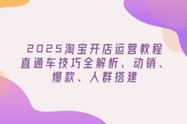 2025淘宝开店运营教程更新，直通车技巧全解析，动销、爆款、人群搭建