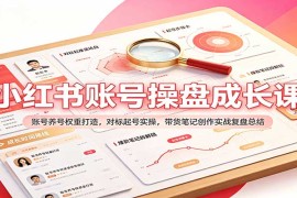 小红书账号运营成长课：养号权重搭建、对标起号实操与带货笔记创作经验总结