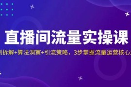 直播间流量实操课：机制拆解+算法洞察+引流策略，3步掌握流量运营核心逻辑