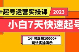 小白7天快速起号：dou+起号运营实操课，实战1小时涨粉10000+玩法演示 