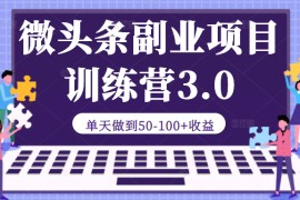 微头条副业项目训练营3.0：单天做到50-100+收益