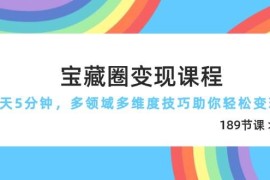 宝藏圈变现课程，每天5分钟，多领域多维度技巧助你轻松变现（189节）
