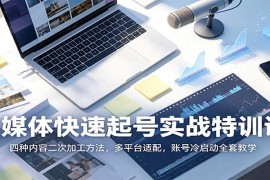 自媒体快速起号实战特训课：四种内容二次加工方法，多平台适配，账号冷启动全套教学