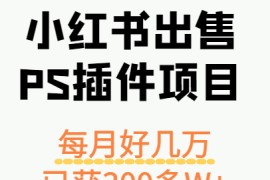 小红书出售PS插件项目，每月都收入好几万，长期操作已获利300多W+