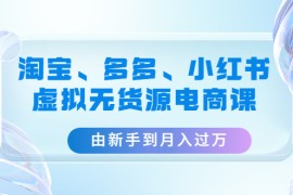 淘宝、多多、小红书-虚拟无货源电商课：由新手到月入过万（3套课程）  