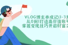 VLOG博主养成记（1-3期）从0到1打造高价值账号，掌握变现技巧开启财富之门