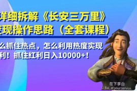 详细拆解《长安三万里》变现操作思路，怎么抓住热点，怎么利用热度实现暴利...