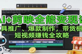 AI+剪映变现课：工具推广、爆款制作、带货橱窗，短视频赚钱全攻略