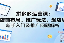 拼多多运营课：含店铺布局、推广玩法，起店思路，新手入门及推广问题解析