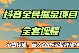 最新蓝海项目抖音全民掘金，小白实操日入600＋可矩阵操作