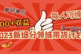 新细分领域带货计划：单号单日1000+收益不难，每人可操作3-5个账号