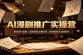 AI漫剧推广实操营：赛道潜力拆解，剧本角色分镜生成，配音剪辑与运镜教学