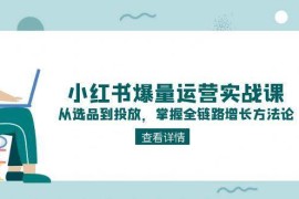 小红书爆量运营实战课：从选品到投放，掌握全链路增长方法论